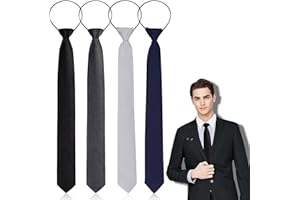 YUWJOOWEE 4 Stück Herren Krawatte Set, Verstellbarer Krawatten Set für Herren mit Reißverschluss, Vorgebundenen Knoten Herren für Krawatten Hochzeit Schlips, Trauerkrawatte Reißverschluss