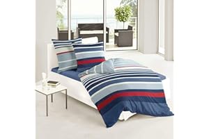 Traumschlaf Mako-Satin Bettwäsche Nordsee maritim 1 Bettbezug 135 x 200 cm + 1 Kissenbezug 80 x 80 cm