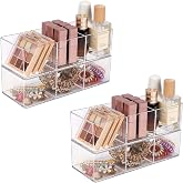 JessLab Acrylic Organizer, Pack of 4 Transparent Storage for Makeup, Vanity, Bathroom, Stackable Design for Cosmetics, Jewelr