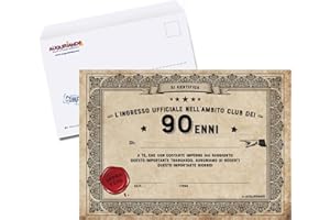 Auguriando Biglietto Auguri Attestato Certificato ENNE Attestato Diploma idea originale di compleanno anni Biglietti Divertenti Originali (90 anni)