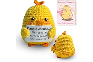 Sparkle x Lab Poulet Positive, Poulet Positive en français, Peluche Poupées avec Carte Positive, Motivantes Tricotée Poulet, Cadeau Original & Amusant pour Homme Femme Enfant Couple Collegue