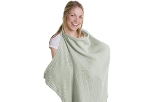 DAKLUNAR Cubierta de Lactancia Materna, Pañuelo Lactancia Materna Lactancia Cubierta de Enfermería con Correas Ajustables para total privacidad cobertura de 360 grados transpirables (Verde grisáceo)