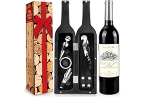 RERXN Weinflasche geformt Weinzubehör Geschenkset,Weinöffner Set Beinhaltet Weinkorkenzieher,Weinverschlüsse,Weinausgießer (Bottle 06)