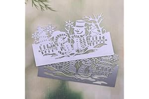 BeetirryHu Snowman Frame Metal Die Cuts, Winter Snowman Metal Cutting Dies, Art Deco Style, Carbon Steel, 6.1 x 3.7 inches