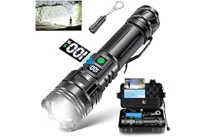 LEKIA Lampe de Poche Rechargeable Ultra Puissante, 50000LM Tactique 5 Modes XHM99 Lampe Torche LED Alimentée par 5000mAh Batterie, IP67 Lampe de Poche Zoomable Étanche pour Urgences, Camping, Randonnée