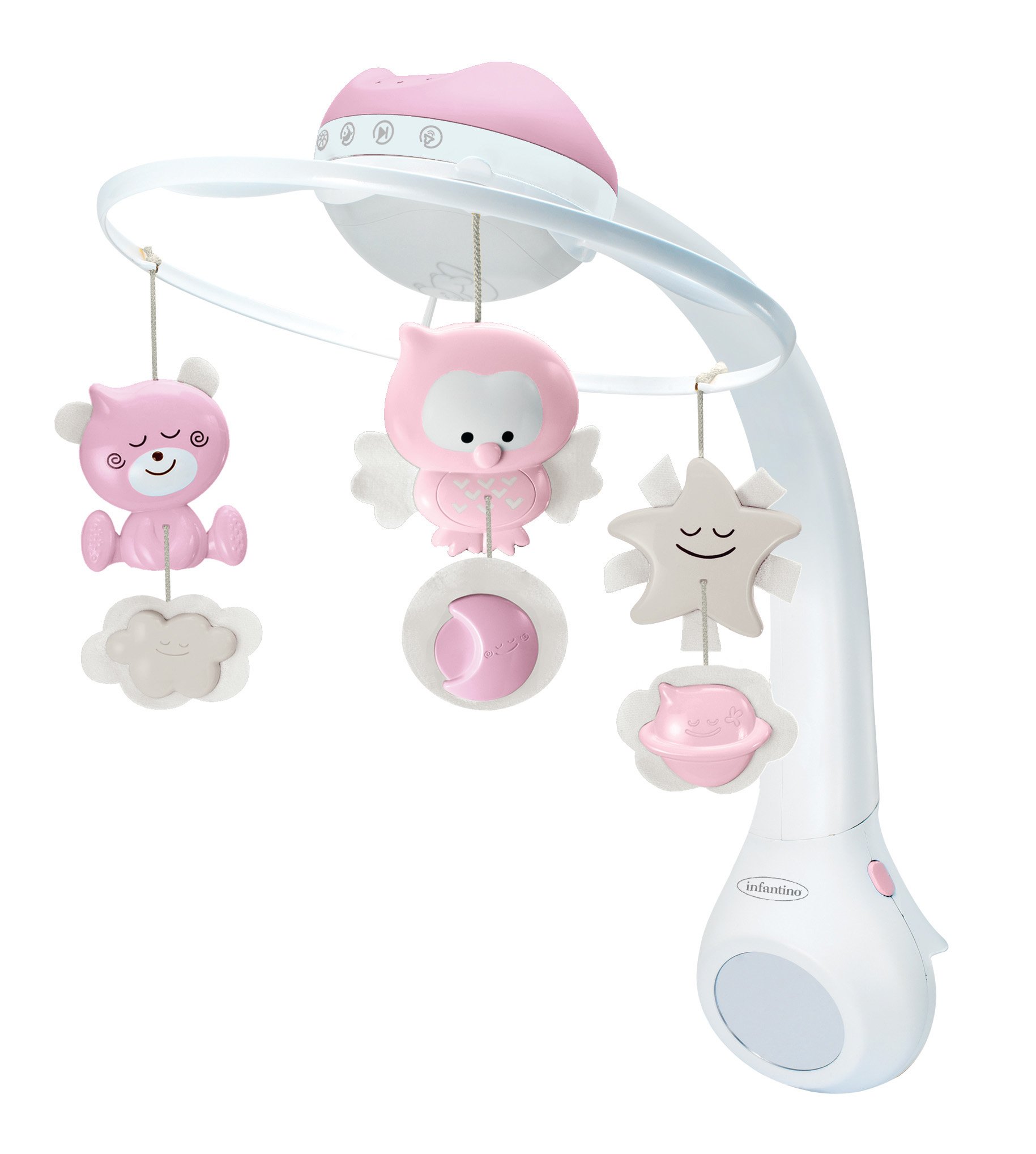 Infantino mobile musical 3 en 1 rose Mobile transformable en projecteur et en veilleuse avec