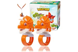 Gleamkid 2 Pack Triceratops Walkie Talkies for Kids, Dinosaur Toys for 3-12 Year Old Boy Gifts, Kids Outdoor Girls Toys Age 3 4 5 6 7 Toys, Wrist Walkie Talkies with Lanyard for Camping, Hiking, Gift