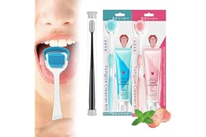 QOSNEOUN Oral Hygiene Brush & Tongue Cleansing Gel, 2023 New Probiotic Tongue Cleaning Gel Set, Tongue Cleaning Gel, Tongue Scraper Precise Cleaning Brush Kit, Tongue Cleaning Paste (Mint+Peaches)