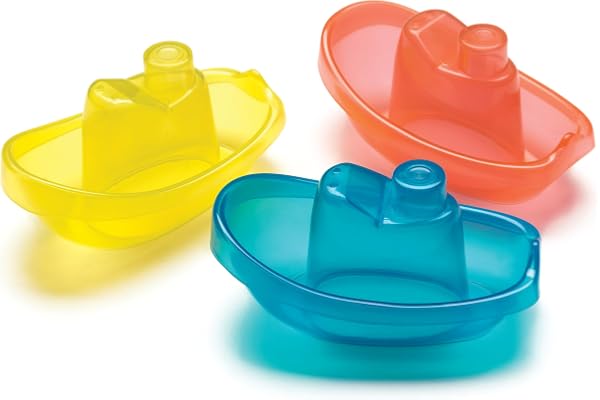 Playgro Bateaux de Bain, 3 Pièces, Sans BPA, Dès 6 Mois, Bright Baby Boats, bleu/rouge/jaune, 40146