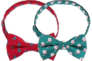 BOAO 2 Papillon di Natale di Novità da Uomo per Cravatte, 24-48 cm (Rosso e Verde)