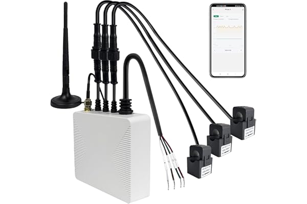 OWON Moniteur d'énergie domestique intelligent WiFi triphasé, Pince Ampèremétrique triphasée avec 3 Capteurs de Niveau de Circuit 120 A, Moniteur d'électricité en Temps Réel