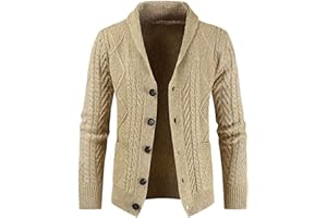 JMIERR Herren Strickjacke Pullover V Ausschnitt Strick Langarm Revers Hals Slim Fit Lässig Gestrickter Strickmantel mit Taschen