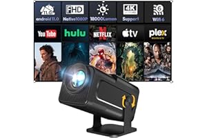 Mini Projecteur Intelligent Full HD 1080P - XGODY Gimbal5 18000 Lumens Vidéoprojecteur Portable avec Android 11.0, WiFi 6, Bluetooth 5.0, Auto Keystone, Rotation à 180°Noir foncé