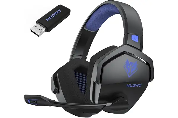 NUBWO G06 Cascos Gaming Inalámbricos con Drivers de 50 mm para PC/Ps5/Ps4/NS/Mobile, Auriculares Gaming Inalámbricos con 2.4 GHz+Bluetooth 5.3 Modo Dual,7.1 Sonido Envolvente,Duración 100Hr+ - Azules