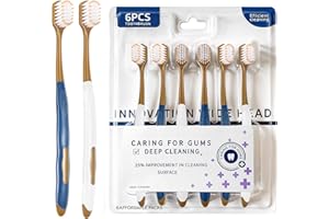 Hpmjz 6 szt. miękka szczoteczka do zębów dla dorosłych z szerokimi włosami delikatna ręczna szczoteczka do zębów doskonały efekt czyszczenia, ultramiękka nić szczotki może skutecznie czyścić zęby lub