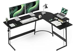 ‎CUBICUBI CubiCubi Gaming Tisch Eckschreibtisch 150 x 120 cm, Schreibtisch L Form für Gaming, Ecktisch Computertisch Mit Monitorständer, Platzsparend, Einfach zu Montieren Eck Tisch, Schwarz