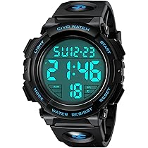 Mannen Digitale Sport Horloge Led Elektronische Militaire Polshorloge Met Alarm Stopwatch Count Down Kalender Datum Venster, Zwart-bruin, riem