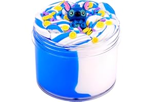 PETYUIOYU Fluffy Butter Slime Kits Age 3+ for Girls Boys,With Blue Charms,Super Soft and Non Sticky Slime,Scented Slime Party Favors（7OZ 200ML）