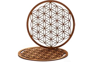 Spruchreif | Flor de la vida de madera en un juego de 2 unidades (17 cm de diámetro) | Decoración de pared | Decoración de pared de flores de vida | Símbolo espiritual | Regalos esoterciales