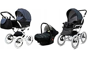 BabyLux® Bambimo Kinderwagen Set 3 in 1 - Margaret - incl. Babywanne, Buggy Sportsitz, Auto-Babyschale - Autositz - Kinderwagenset - Kombikinderwagen mit Wickeltasche, Regenschutz usw.