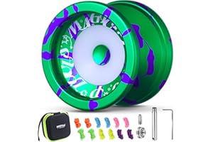 MAGICYOYO Profi JoJo V6S Locus, Neospin JoJo mit Leerlauf und Kugellager, Trick Jo Jo für Kinder und Anfänger, Doppelzweck Unresponsive Yoyo Spielzeug, mit 12 Saiten, Lagersatz, Gehäuse (Grün Lila)