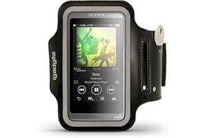 iGadgitz U6384 Reflektierenden Schwarz Sports Jogging Armband Laufen Fitness Oberarmtasche Kompatibel mit Sony Walkman NW-A35 NW-A40 NW-A45