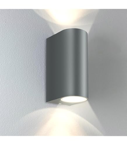 Rewera Pack Of 2 Outdoor Wall Lights, Charcoal Gray GU10 Down Lights, Electric Outdoor Sconces, Waterproof IP44 Aluminum, Mains Powered For Patio, Deck, Balcony, Por
