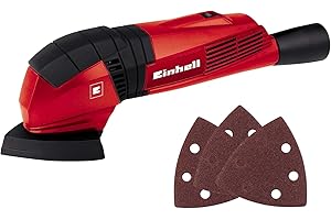 Einhell Deltaschleifer TC-DS 19 (190W, 20000 1/min Schwingzahl, ergonomischer Softgriff, Extreme Fix, Staubabsaugadapter, inkl. 3 Stück Schleifpapier), Rot