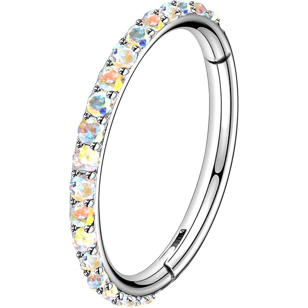 Oufer Orecchini Per Cartilagine In Acciaio Inox - Design Floreale Con 5 Petali Trasparenti, 16G, Elegante E Moderno - Foto 3