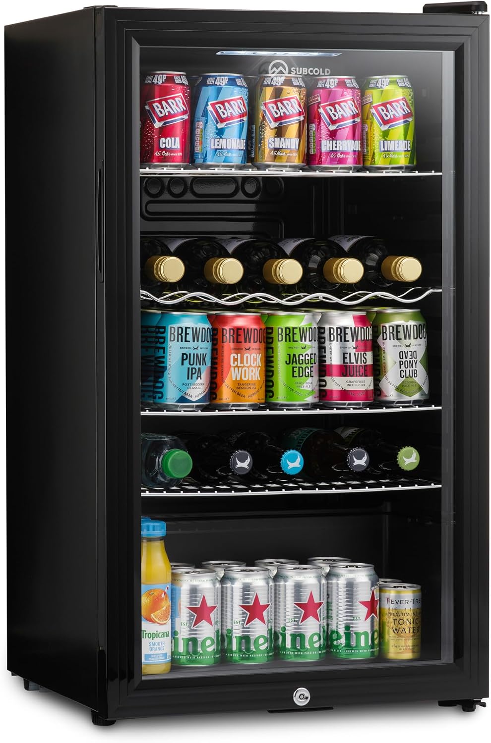 Subcold Super85 LED - Under-Counter Fridge | 85L Beer, Wine & Drinks Fridge | LED Light + Lock and Key | Energy Efficient (Black, 85L)…