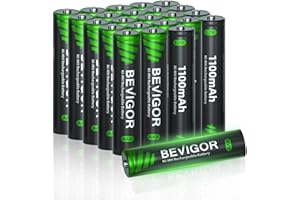 BEVIGOR 24 x Rechargeable Batteries AAA, 1500 Cycles 1100mAh High Capacity 1.2V NiMH Low Self Discharge AAA NiMH Rechargeable Batteries, Precharged