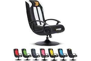 BraZen Stag Kids Gaming Chair for Kids Two Audio Speakers Subwoofer Bluetooth Compatible Boys Girls Small Gaming Chair Foldable Junior Child Speaker Video Games Chairs No Wheels - White