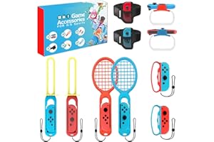 MROOYI [10 in 1] Kit di Accessori per Switch Sport Giochi, Compatibile con Nintendo Switch/OLED, con Racchette da Tennis, Impugnatura, Cinturino Gambe da Calcio, Cinturino da Polso, Sword da Gioco