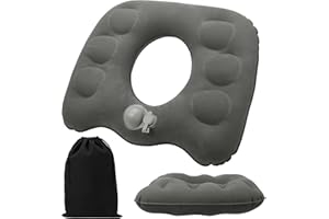 ViEinkaufen 1 Pack Donut Cushion Inflatable Seat Cushion, Portable Donut Pillow Inflatable Cushions To Sit On Ring Cushions for Hemorrhoids, Wheelchair, Pressure Relief, Bed Sores(Grey)
