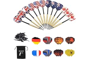 Sinwind Flechette Pointe Plastique, 12 Fléchettes avec 36 Ailettes (12 Styles) et 36 Pointes, Set de Flechettes à Pointe Souple pour Cible de Flechette Electronique