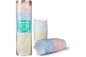 Parmedu 160 Piezas de Papel de Tulipán para Cupcakes y Muffins Resistentes al Aceite, Tamaño Estándar, 4 Colores, Diseño de Rosas, Tazas para Hornear, Envoltorios para Cupcakes