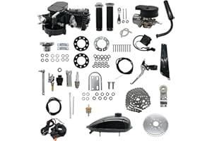 OUNUO 80CC Fits 26" 28" Bicycle Engine Kit, Bike Bicycle Motorized 2 Stroke Petrol Gas Motor Engine Kit Full Set (Black-upgraded version)
