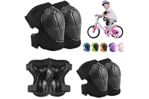 XZMCAT Protecciones Patines,Protecciones Patines Niño,Equipo de Protección Infantil,Incluye Rodilleras Coderas y Muñequeras para Ciclismo Monopatín Patinaje y Otros Deportes(Negro)