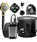 Doccia Da Campeggio Portatile WADEO - Batteria 6000mAh, Display Digitale, Impermeabile IPX7, Verde - Foto 4