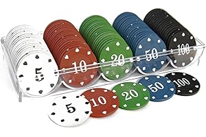 YIMINGOUFEI Poker Chips Set of 100, Casino Quality, Multicoloured Chips (5-10-20-50-100) with Storage Box