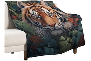 Gosig filt fluffig filt De Tiger 100 x 150 cm fleecefilt mjuk och varm, djurtema levande filt flanell som sofföverdrag sofföv