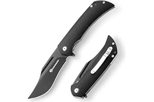 DRACHENADER Nóż jednoręczny Y-WOLF, nóż składany ze stali D2, EDC outdoorowy scyzoryk z klipsem do kieszeni, torba nylonowa, uchwyt G10, pełny czarny