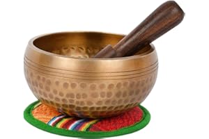 BERMONI Tibetan Hand Hammered Meditation Singing Bowl with Ethnic bag. For Mindfulness, Relaxation & Healing (Ham-Small) (B66)