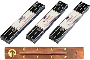 Original Satya Midnight Incense Sticks Pack of 3X 15G with Greensense Holder for Aromatherapy, Spa, Yoga, Weddings, Meditation, Healing, Positivity and Relaxation