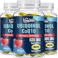 Ubiquinol CoQ10 600mg Softgels with Shilajit Extract 300mg, Omega-3 150mg - Dual-delivery System - Enhanced Absorption for Maximum Active CoQ10 Utilization (60 Count, Pack of 3)
