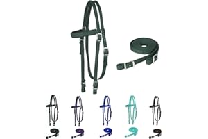 Majestic Ally Testiera imbottita in nylon con redini per cavalli (verde cacciatore)