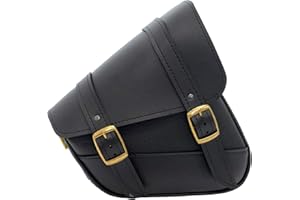 Willie & Max Dowco Brass Monkey Black Motorcycle Swingarm Bag - Dual Shock - Sportster - 59778-08 Black with Brass Buckles, 10.5" x 11.5" x 4.5"