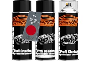 TRISTARcolor Pintura automotriz Set de botes de spray para Mazda SU Classic Red Fondo pintura base pintura transparente aerosol 400 ml
