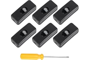 AKONE 6 Pcs Negro Interruptor de cable en línea para electrodomésticos pequeños o lámparas Torpedo Switch 6A/250V Interruptor Torpedo Interruptor de cable en línea para electrodomésticos pequeños o lámparas