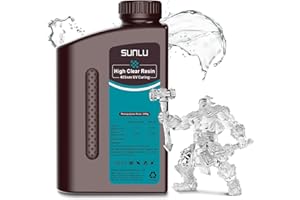 SUNLU High Clear 3D Printer Resin 1kg, High Transparency 3D Printing Resin, Resist Yellowing Clear Resin, 405nm UV Curing 3D Printing Photopolymer Resin, Suitable for LCD/DLP/SLA 3D Resin Printer